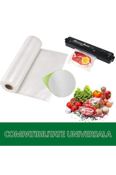 varioshop Pungi de vidat gofrate VarioShop®, 28 x 300 cm, pentru aparat de vidat alimente, potrivit pentru ca