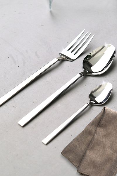 Lugga Nature Dessert Fork Spoon and Tea Spoon Set for 6 People 18 Pieces White Box