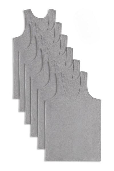 BEYAZTOPTAN 100% Cotton Men's Gray Classic 6-Pack Combed Athlete