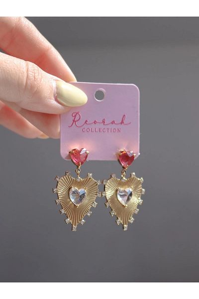 Reorah Collection Pink Love Steel Earrings