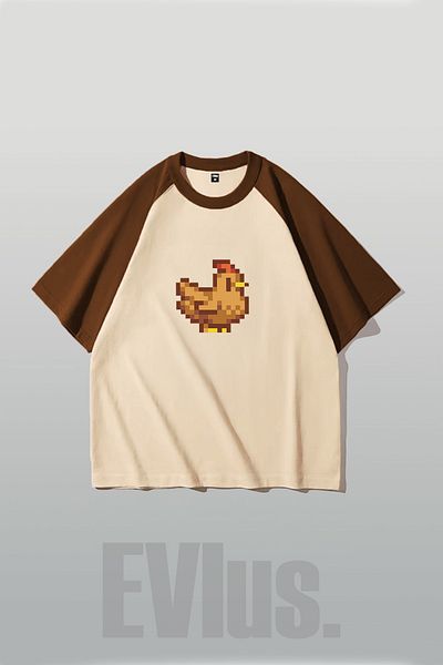 EVIus Unisex Stardew Valley εμπριμέ μπλουζάκι Raglan με κοντό μανίκι Crew λαιμόκοψη
