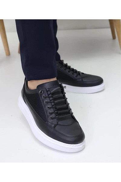 By Oxford Men's Black Flat Leather Daily Flexible Comfortable Stitched Lightweight Poly Sole Walking Guaranteed Sports Shoes