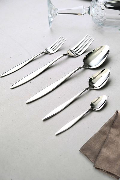 Lugga Ceyda Yemek - Dessert Fork Spoon and Tea Spoon Set 30 Pieces for 6 People