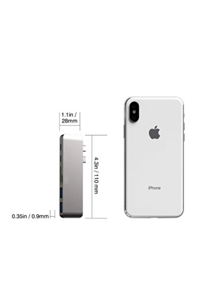 varioshop Adaptor Hub Multiport 6 în 1 VarioShop®, pentru Macbook/Laptop, USB 3.0, Cititor de carduri Micro SD/SD, T