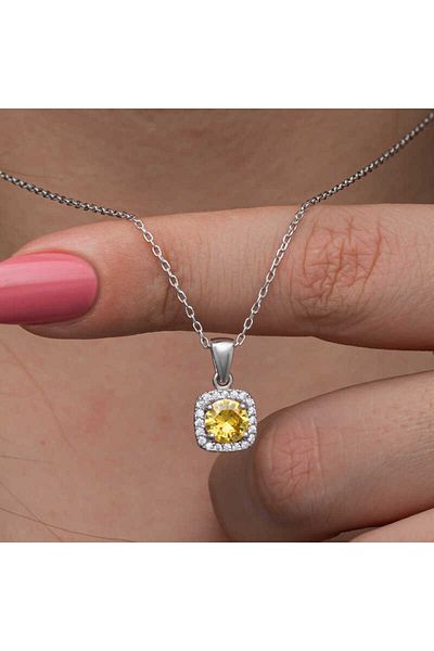Emperium Silver Yellow Baguette Stone Women's Necklace