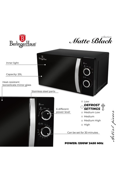 Berlinger Haus Microwave oven 20L Matte Black Berlinger Haus BH 9626