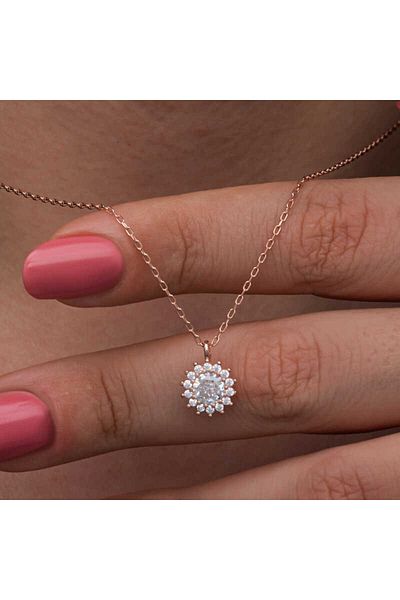 Emperium Silver Rose Minimal Round Anturage Women's Necklace