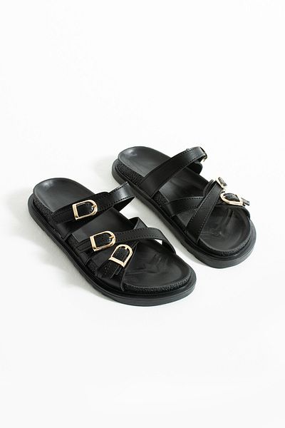 DUXAL SHOES Fiona Women's Flat Sole Buckle Detailed Comfortable Stylish Design Slippers - Sandals