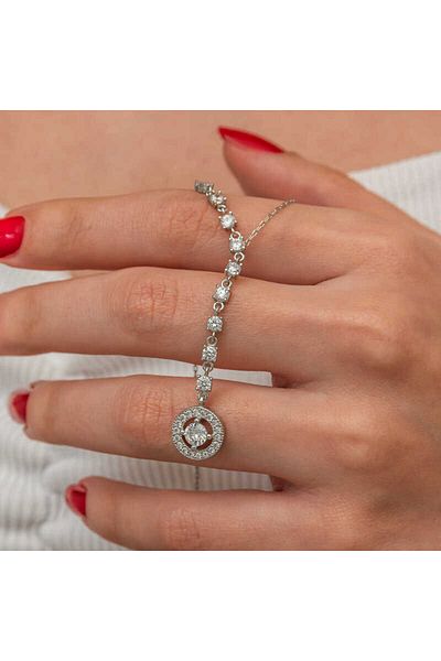 Emperium Silver Row Zircon Stone Circle Women's Necklace
