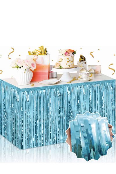 kidspartim Ματ Μπλε Χρώμα Τραπέζι Φούντα 240x 75 cm