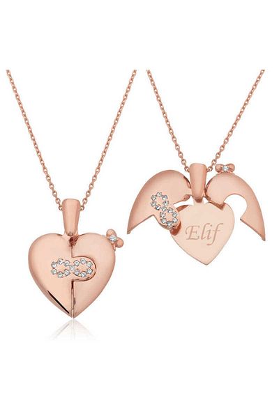 Emperium Silver Infinite Heart Necklace with Name Lettering