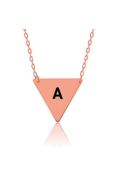 Emperium Silver Rose Letter Triangle Plate Necklace