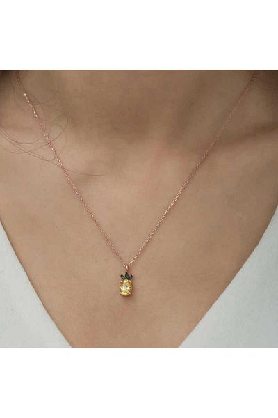 Emperium Silver Rose Pineapple Figure Fruit Necklace