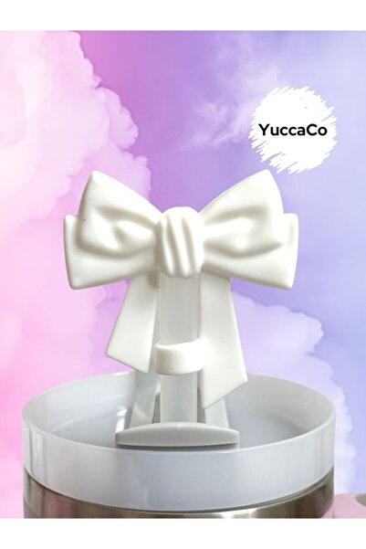 YuccaCo Accessorize Your Life Beyaz Kurdele Termos Pipet Kapağı/Pipet Süsü/Ku...