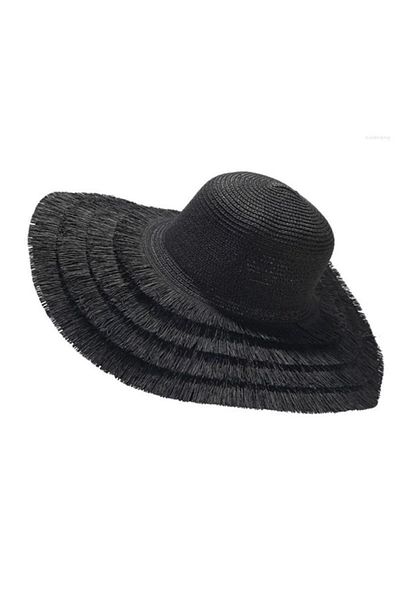 PARLAK EVREN Black Fringe Beach Hat
