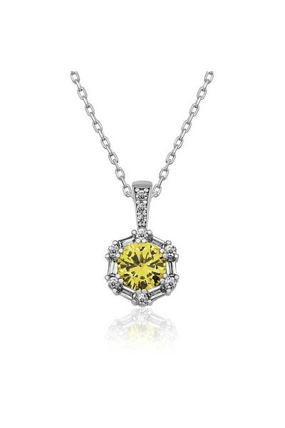 Emperium Silver Wheat Yellow Baguette Stone Necklace