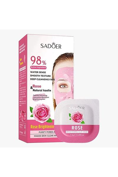 SADOER Rose Clay Mask for Blackhead Removal and Skin Brightening, 7.8 grams per 8 pieces, all skin types