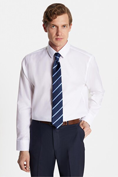 Tudors Slim Fit Beyaz Non-Iron %100 Pamuk Doğa Dostu Ekoteks Belgeli Ütü Gerektirmez Gömlek