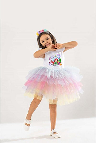 YAĞMUR KOStütüM Taç Hediyeli Deniz Kızı Mermaid Temalı Kız Çocuk Beyaz Doğum ...