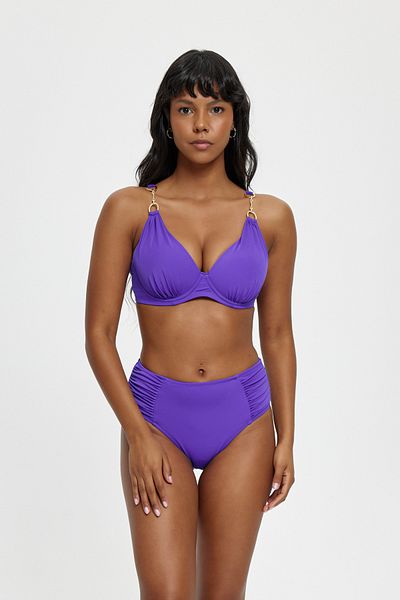 Louren High Waist Covered Triangle Recoil Bikini Set with Accessory Detail