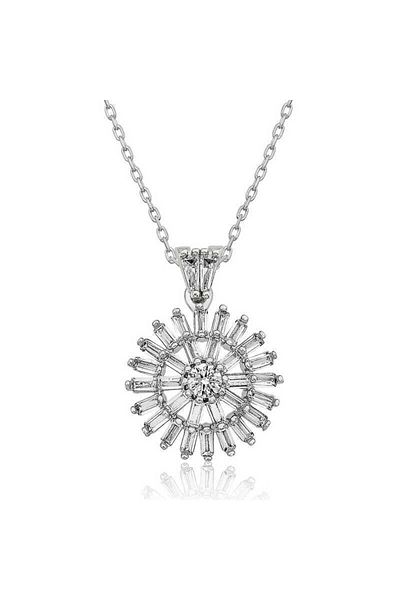 Emperium Silver Baguette Stone Necklace