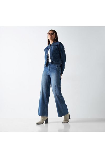 SP Characters Denim Jacket with Pockets and Long Sleeves