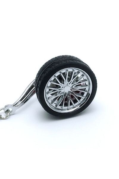 Evelise Anti-corrosion metal keychain, car wheel model, Silver