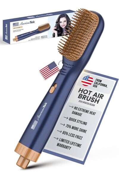American Tek Hot Air Brush Ionic Volumizing Ceramic One-Step Blow Dryer Brush - Hair Dryer as Hair S