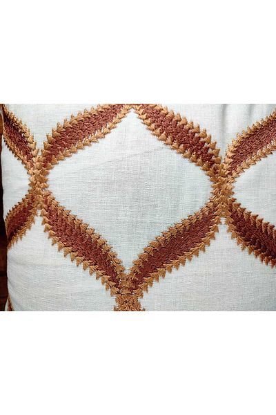 PİKKO HOME 45*45 cm Embroidered Poly-Linen Ecru Cushion Cover(Y)