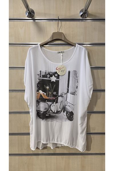 Park Moda Ιταλική γυναικεία μπλούζα με πέτρες με μικτό σχέδιο