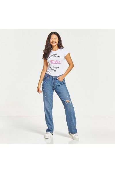 SP Characters Pink Panther Print T-shirt with Short Sleeves and Crew Neck