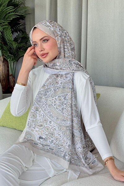 Şule Giyim Kayli Digital Shawl Beige