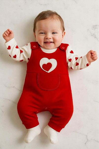 ALTINTAŞ BABY Hearted Süzene Baby Girl Jumpsuit