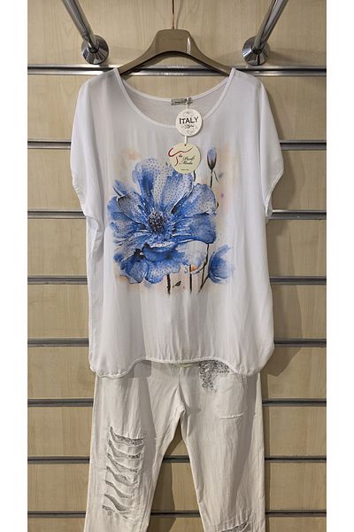 Park Moda Ιταλική γυναικεία μπλούζα με πέτρες με μικτό σχέδιο