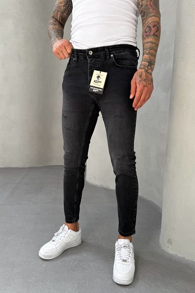 MADZEYMODA Slim Fit Slim Fit Lycra Denim Ύφασμα σκισμένο Λεπτομερές καπνιστό ανδρικό τζιν παντελόνι KE-762