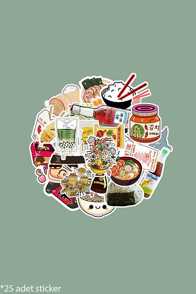 dadi ramba Asian Cuisine Bullet Journal - Agenda - Planner - Notebook - Laptop Sticker Sticker - Sticker Pack