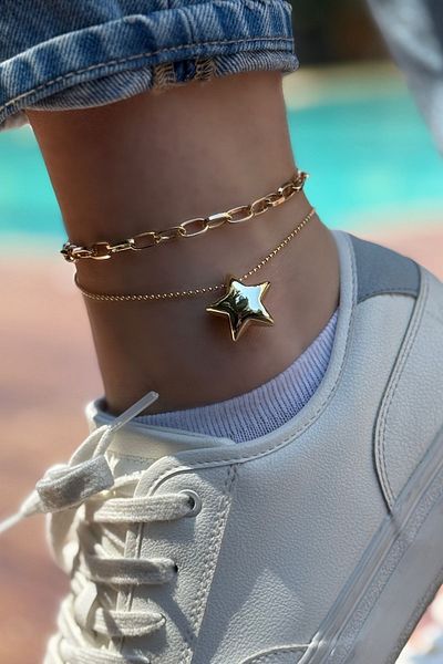 Trendy Butik خلخال بتفاصيل نجمة وسلسلة