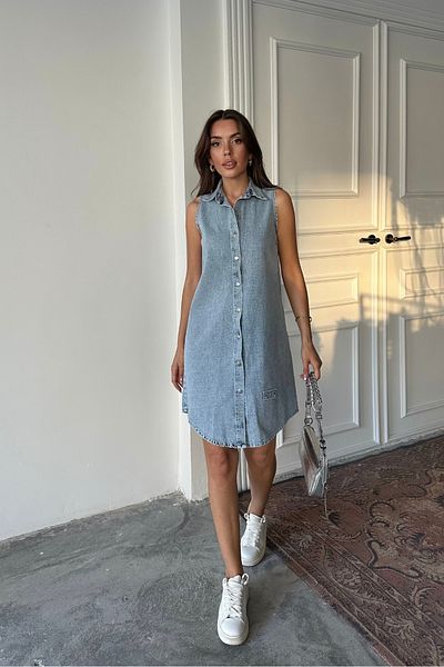 macharel jeans Τζιν φόρεμα με κουμπωτά
