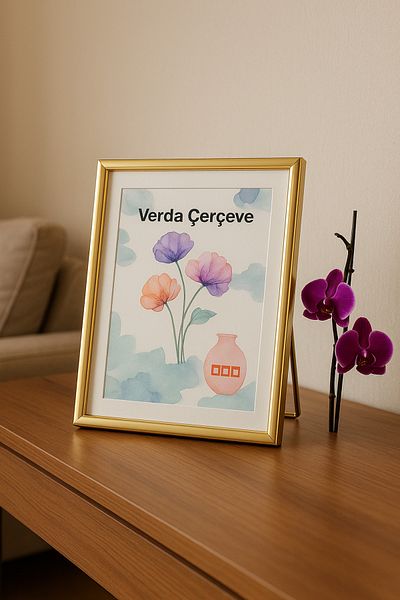 Verda Çerçeve 10X15 cm Metal Frame! Stylish Decorative Photo Frame! Standing Single Glass Frame