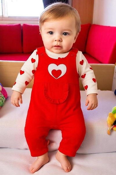 ALTINTAŞ BABY Hearted Süzene Baby Girl Jumpsuit