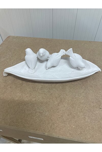 Ahşap Hobi Boyanabilir 4 Kuşlu Polyester Yaprak Tabak