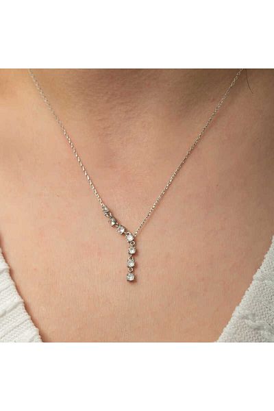 Emperium Silver Zircon Row Stone Women's Necklace