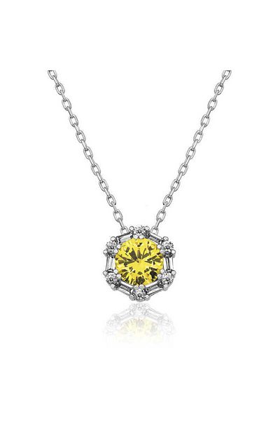 Emperium Silver Wheat Yellow Baguette Stone Necklace