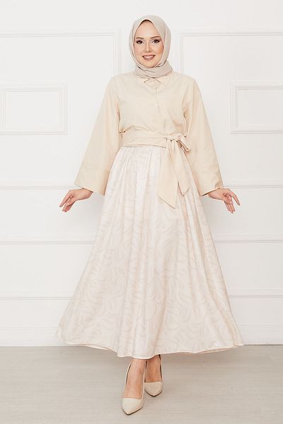 EBRUTESETTÜR Shirt Self Belted Wide Sleeve Skirt Suit