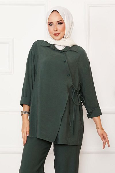 EBRUTESETTÜR Side Tie Button Detailed Hijab Suit