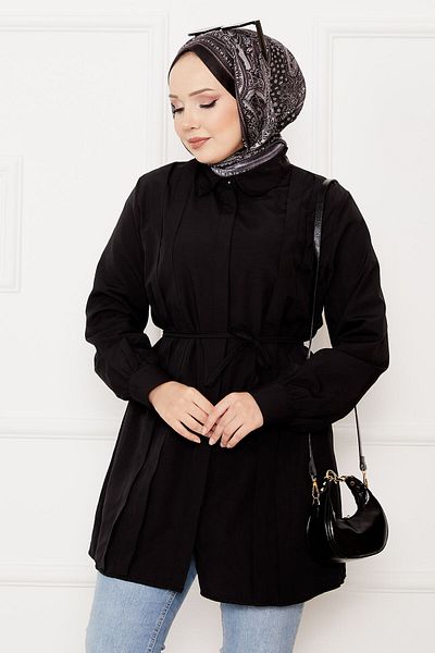 EBRUTESETTÜR Риза с плисирани детайли за хиджаб със скрити копчета