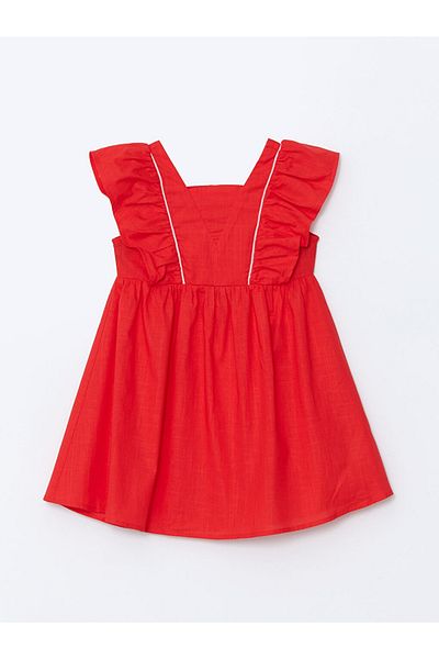 LC Waikiki Lcw Kids Square Collar Linen Girl's Dress