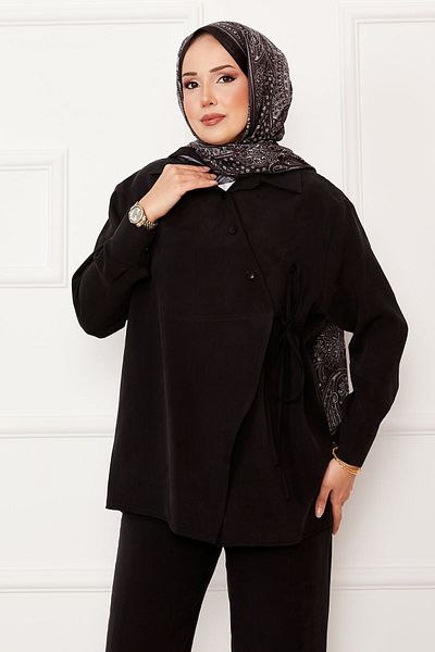 EBRUTESETTÜR Side Tie Button Detailed Hijab Suit