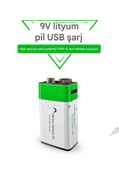 New Power USB Şarjlı 9V 650mAh Lityum Şarjlı Pil Batarya 1200 Şarj Döngüsü