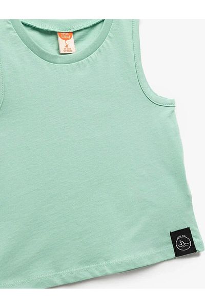 Koton Applique Detailed Green Baby Boy Sleeveless T-Shirt 5Smb30002Tk